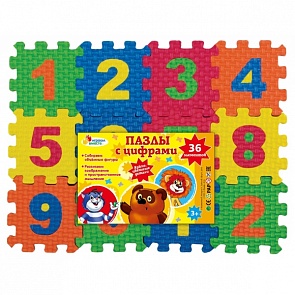 Мягкие пазлы Союзмультфильм с цифрами, 36 элементов (Играем вместе, D18591NUM-CRTsim)